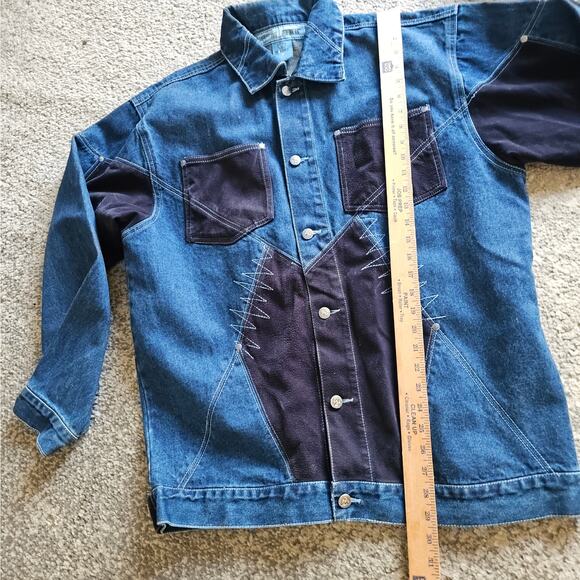 Vintage M+ FFatt Denim /Suede Jacket  Embroidery Men's Size M Y2K - Picture 7 of 7